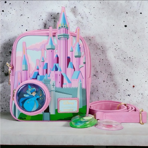 Sleeping Beauty Castle Three Good Fairies Stained Glass Crossbody Bag
